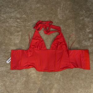 Red Halter Longline Bralette - Women Intimates